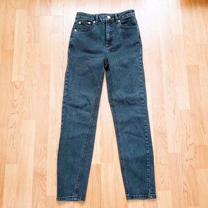 Asos Denim High Rise Ripped Back Black Jeans 26/32